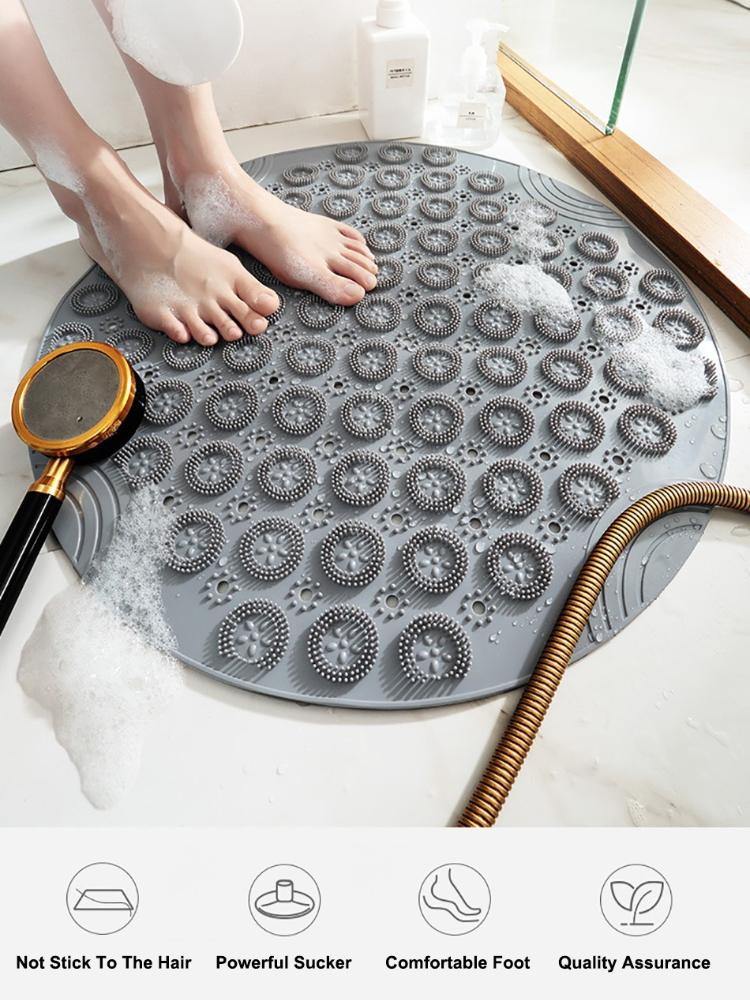 Круглый нескользящий коврик для ванной, безопасный коврик для душа, ПВХ, коврик для ванной комнаты со сливным отверстием, пластиковая массажная подушечка для ног, аксессуары для ванной комнаты J