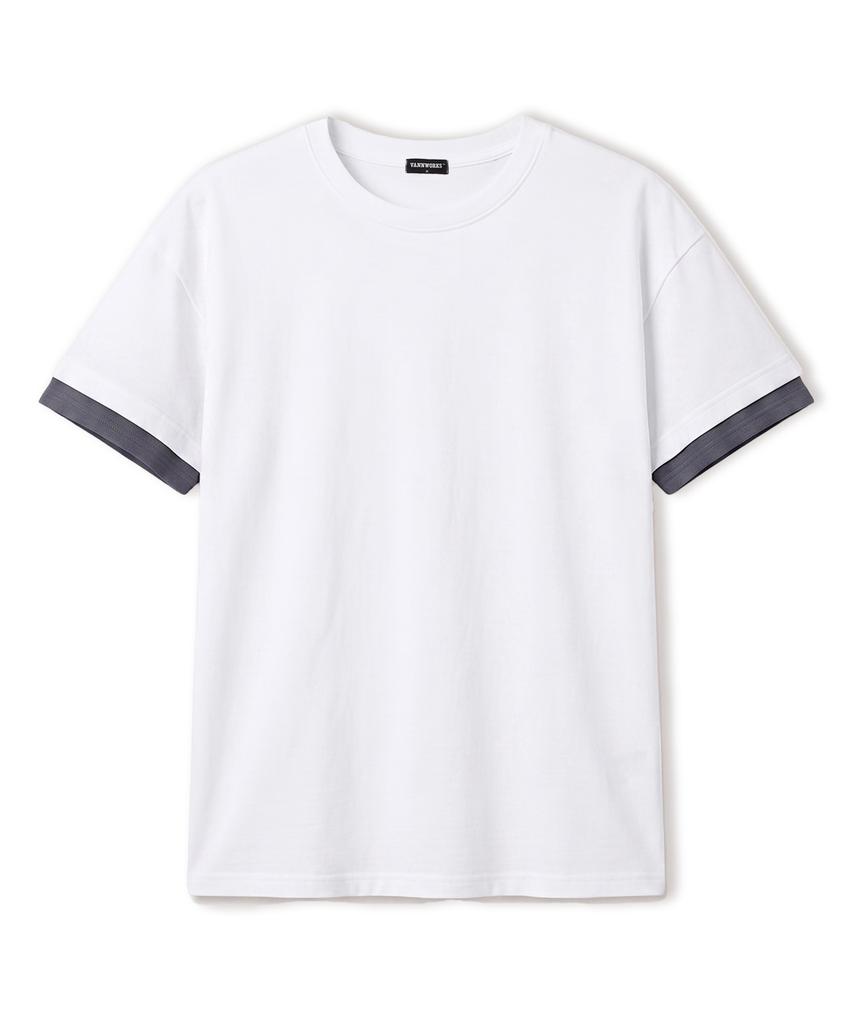 VANNWORKS [Crop] Layered Roll-Up Short Sleeve T-Shirt (Vs0301) White