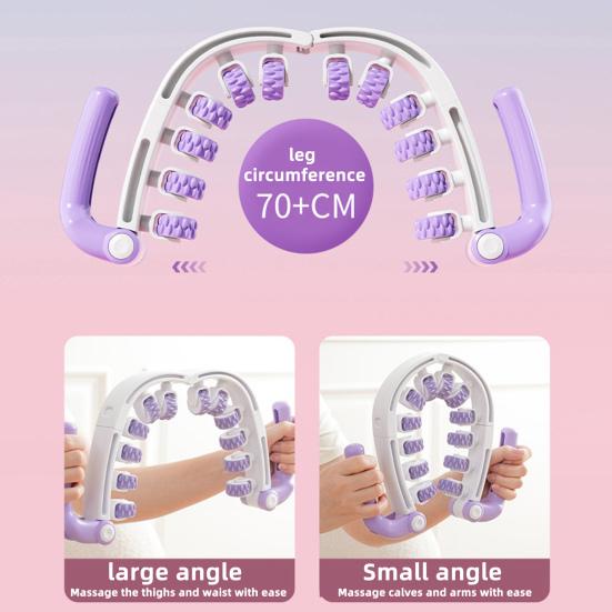 Leg Massage Roller Anti-Cellulite Lymphatic Drainage Deep Tissue Therapy Thighs Arm Back Shoulder Muscle Relaxation Massage Tool with 12 Rollers