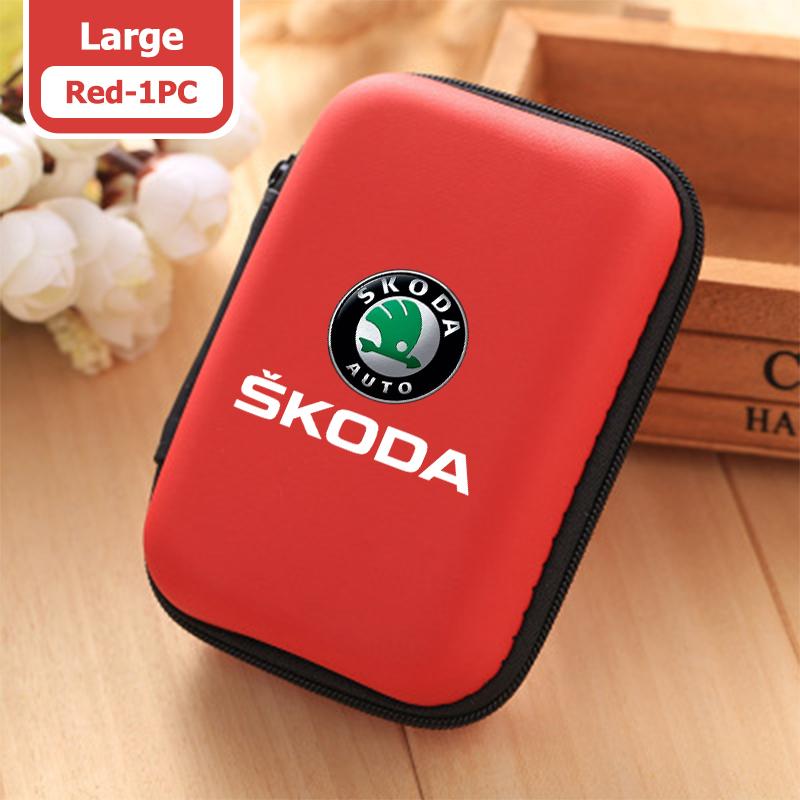 AAABR1 For Skoda Portable Mini Car Earphone Data Cable Charger Storage Bag Accessories Kodiaq Fabia Kamiq Karoq Octavia 2 3 Rapid Scala