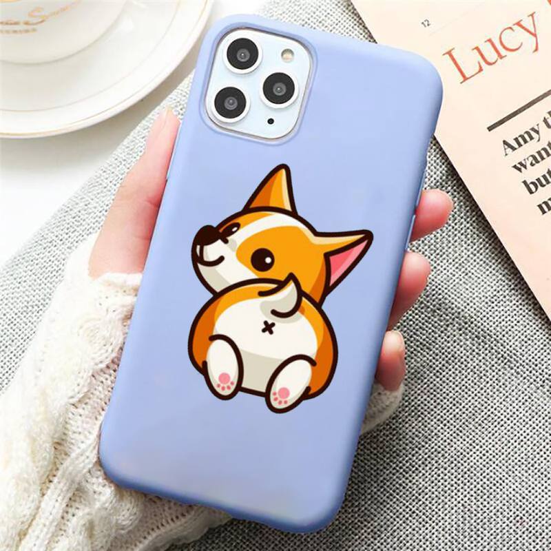 Чехол для телефона с милым щенком корги, яркий цвет, синий для iPhone 11 12 13 pro XS MAX 8 7 6 6S Plus X 5S SE 2020 XR