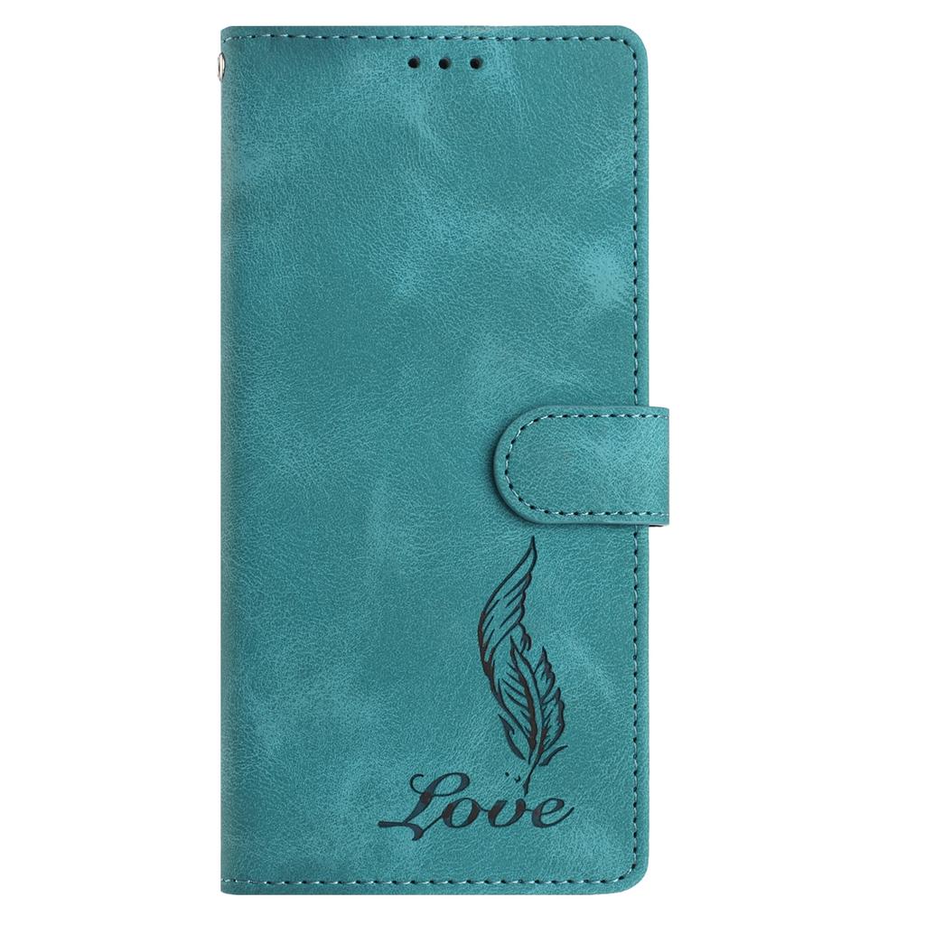 For Samsung Galaxy A55 5G Case Imprinted Feather PU Leather Wallet Phone Cover with Wrist Strap