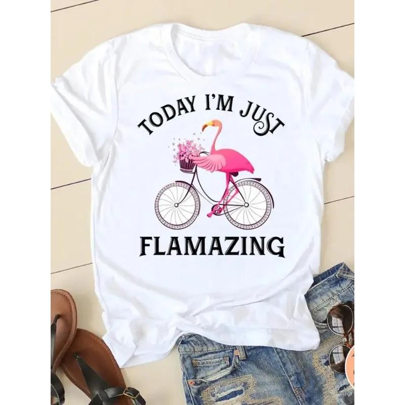 Акварельная смешная футболка с принтом Летний тренд Белая с коротким рукавом Горловина Повседневная Спортивная Эстетичная одежда Харадзюку Женские футболки