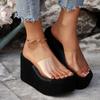 Summer Clear Straps Wedge Heel Sandals for Women 2025 New Arrival Oversized Thick Sole Flat Sandals