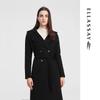 Женское черное пальто из смесовой шерсти и кашемира