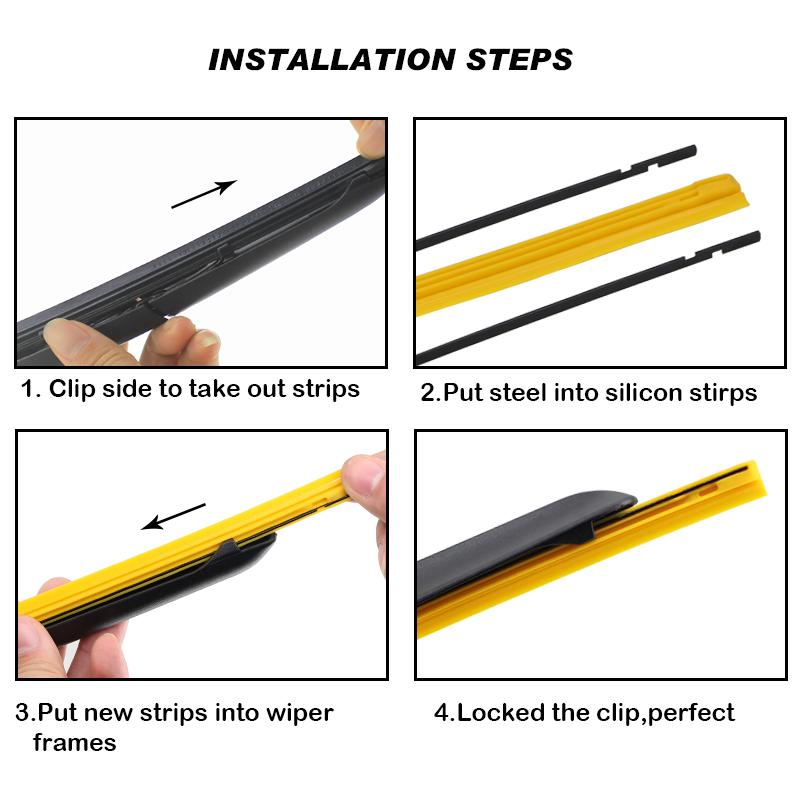 KAWOO Car Wiper Silicon Refill Strip 8mm for Hybrid Type Wiper Blades 14"16"17"18"19"20"21"22"24"26"28" Accessories 1PCS Wipers Blades 3