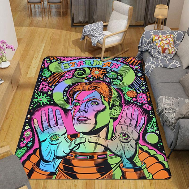 David Bowie: Starman Cosmic Rug Floor Mat for Living Room or Bedroom Soft and Comfortable Carpet a Gift for Birthday and Holiday.ZFF0913031