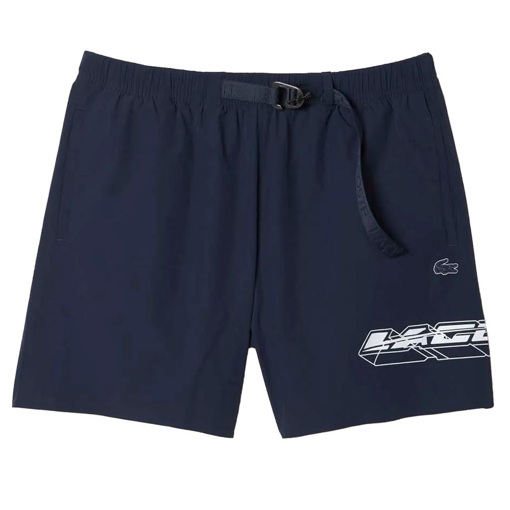 Lacoste Mens Stripe Quick Dry Logo Swimming Trunks