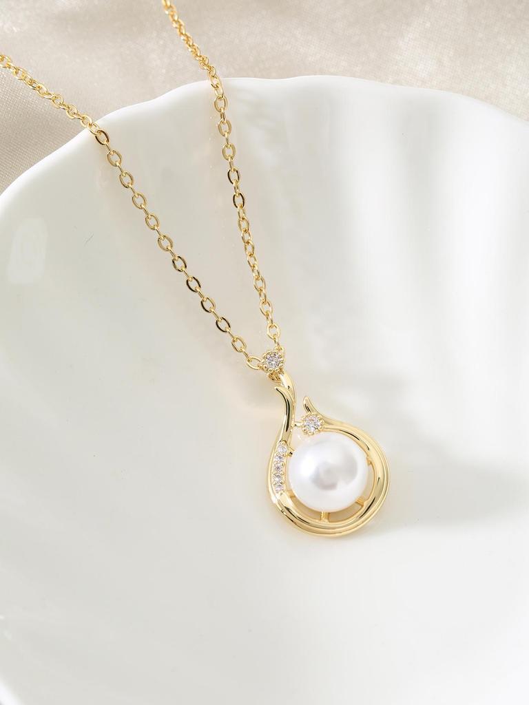 Женское ожерелье-подвеска в стиле барокко с имитацией жемчуга, с дизайном ключицы и декоративными элементами для повседневной или официальной носки