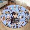 Black Clover Round Area Rug Carpet Rug For Living Room Bedroom Sofa Playroom Decor Nonslip Floor Mat