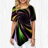 Women Plus Size Ladies Tee Shirts Tornado Print Loose Casual Tops Female Irregular Summer Clothes for Women