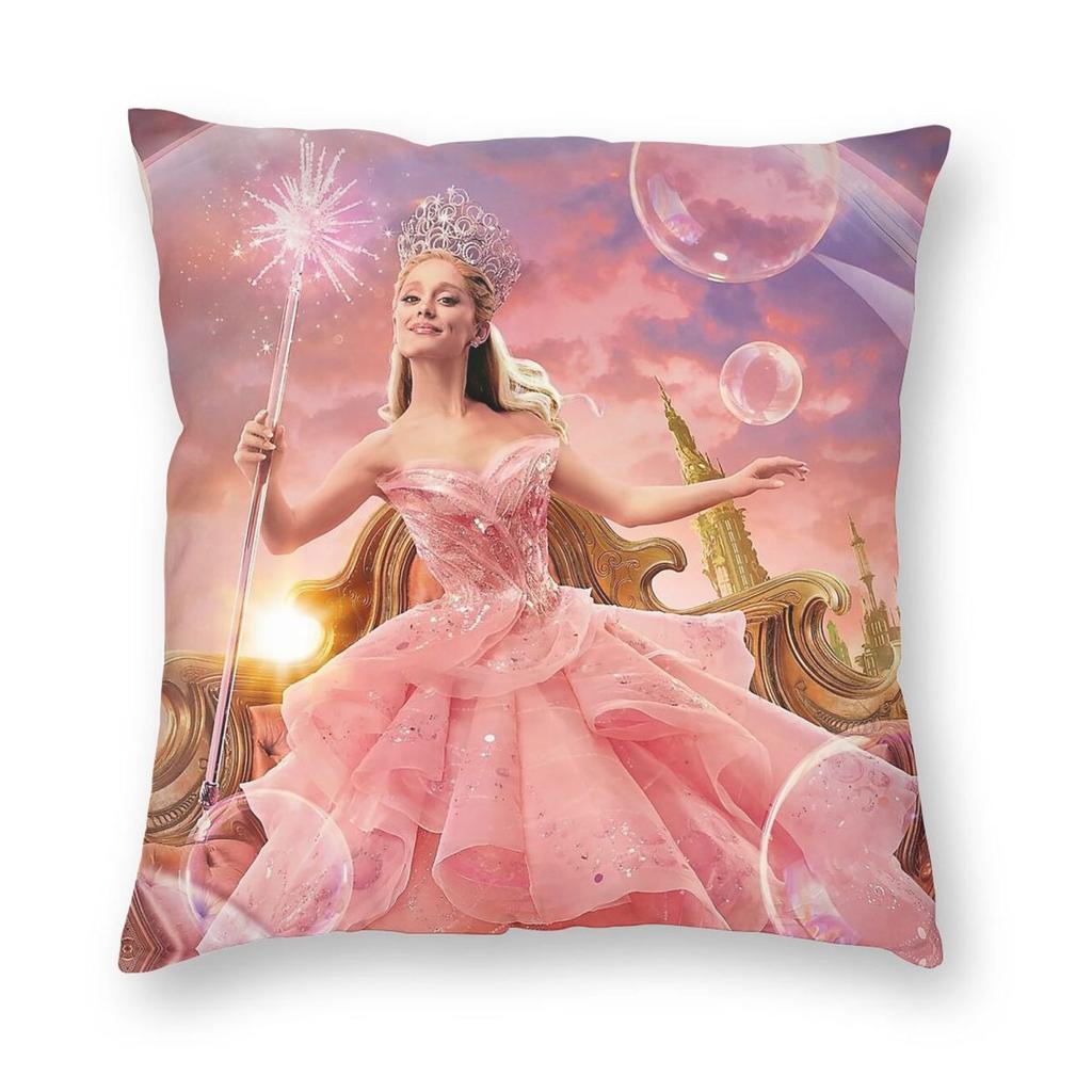 Wicked Movie Glinda Upland Square Pillowcase Polyester Linen Velvet Creative Zip Decor Throw Pillow Case Car Cushion Case