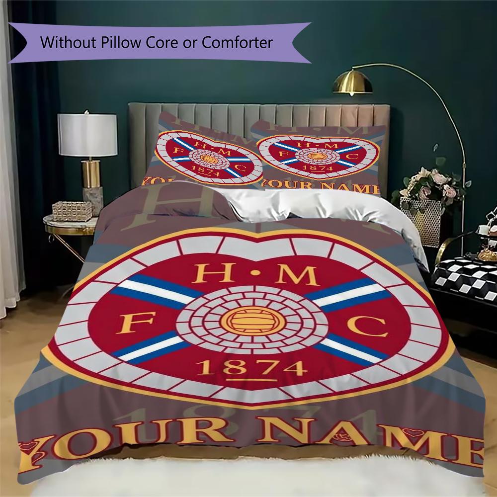 Custom Name Heart of Midlothian Pattern Bedding uilt Set uilt Cover Pillowcase Home Decoration Birthday Gift (1*duvet cover+2*pillowcase without core)