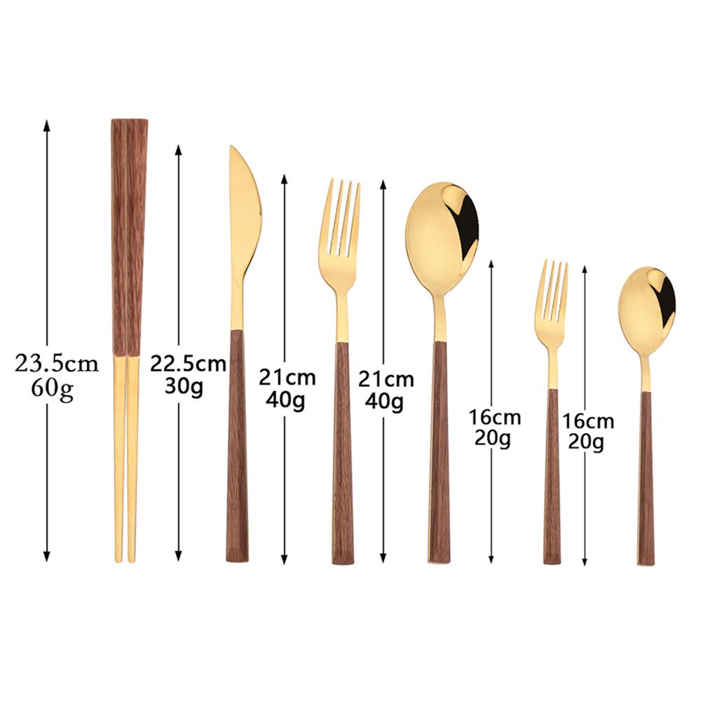 4/12/16 шт., набор столовых приборов, палочки для еды, ножи, вилки, ложки, набор посуды с имитацией деревянной ручки, корейский японский набор посуды