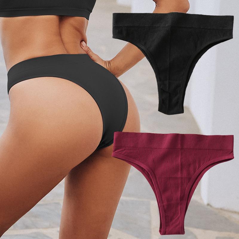 2 шт./компл. бесшовные трусики женские сексуальные бразильские трусики с низкой талией женские однотонные дышащие нижнее белье женское мягкое интимное белье