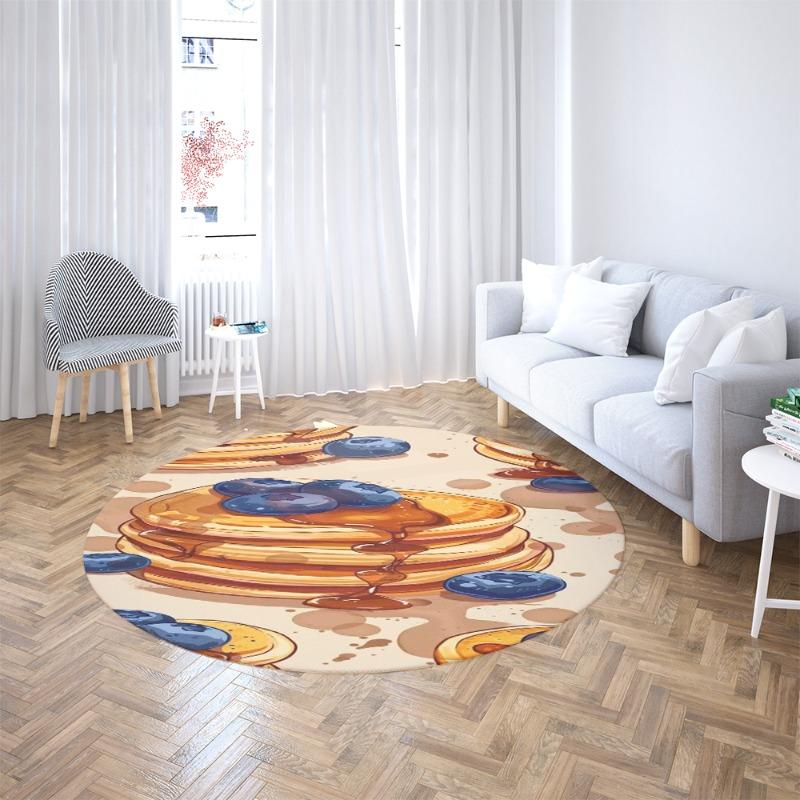 Candy Circular Rug Flannel Non Slip Floor Mat Cute Bakery Print Carpet For Room Dresser Play Area Home Floor Decor