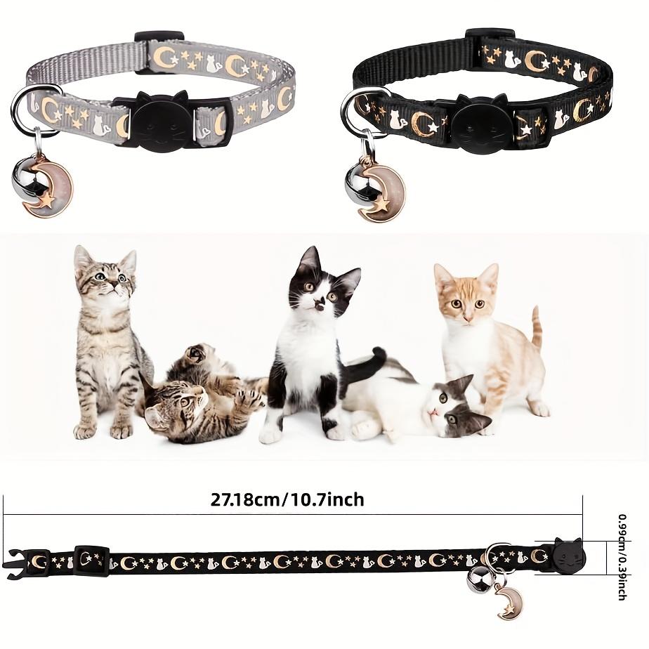 2Detachable cat collar with bell, adjustable, luminous design, durable nylon material, perfect for outdoor activities, cute kitten collar for pets