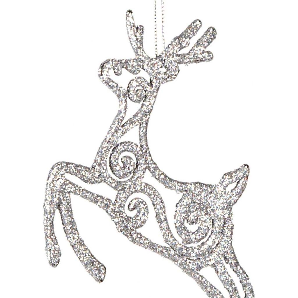 Christmas Ornament with Deer Figure 6 Pack Lame 13x10 Cm Gray Glitter Christmas Tree Ornament Home Decoration