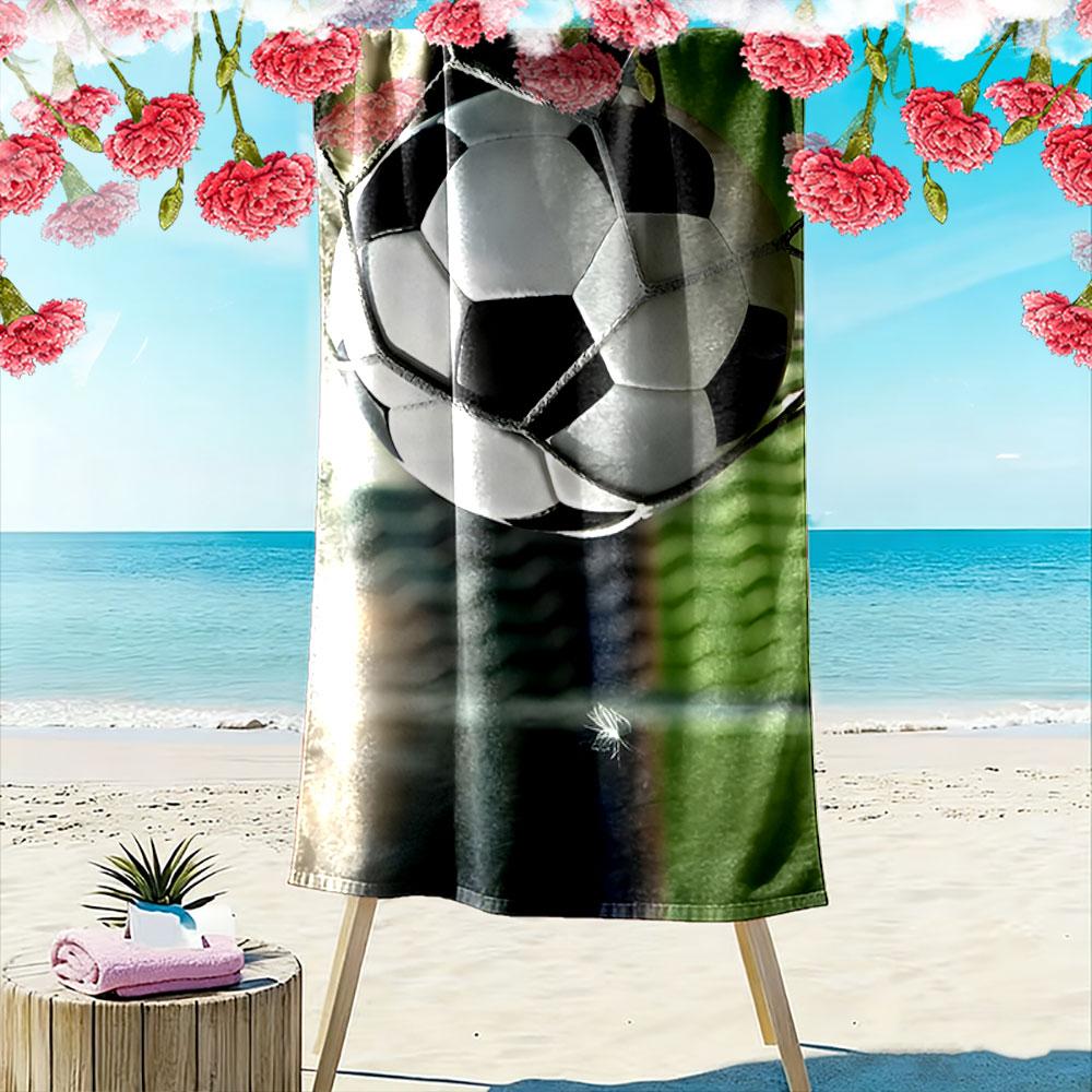 Goal-scoring soccer momentum Print beach towel, quick drying, suitable for travel, outdoor sports, jogging, the beach and swimming, gift