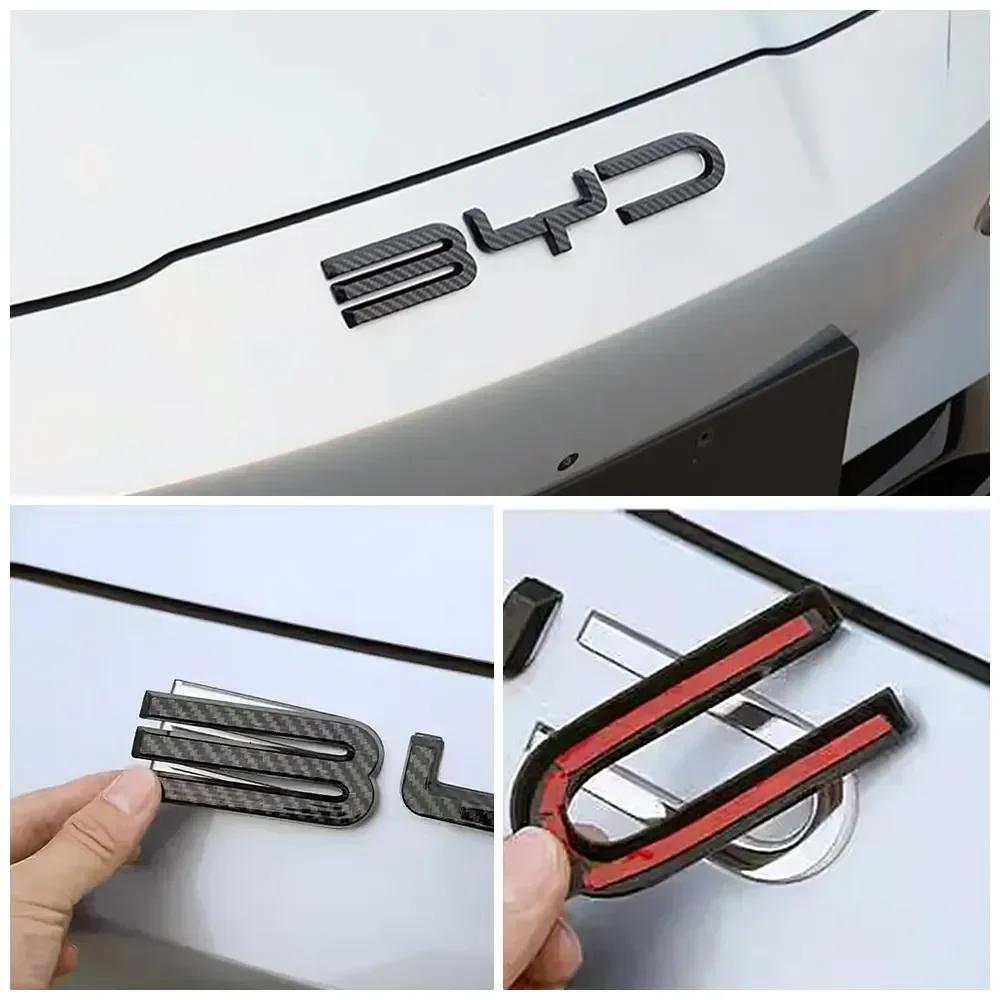 For BYD SEAl  DOLPHIN  Accessories Car Front Bumper Emblem Badge Decal Black Carbon  Refit Sticker