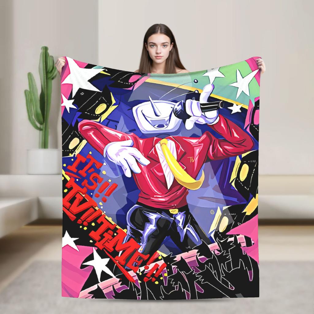 Deltarune Funny Tenna Blankets Airplane Travel Flannel Throw Blanket For Living Room Soft Custom DIY Bedspread Gift Idea