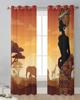 Africa Woman Giraffe Elephant Silhouettes Sheer Curtains for Living Room Decoration Window Curtains Kitchen Tulle Voile Curtains