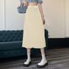 Elastic High Waist Calf-Length Casual Loose Skirt Elegant Ladies Solid Color Long Skirt Women Clothing Streetwear
