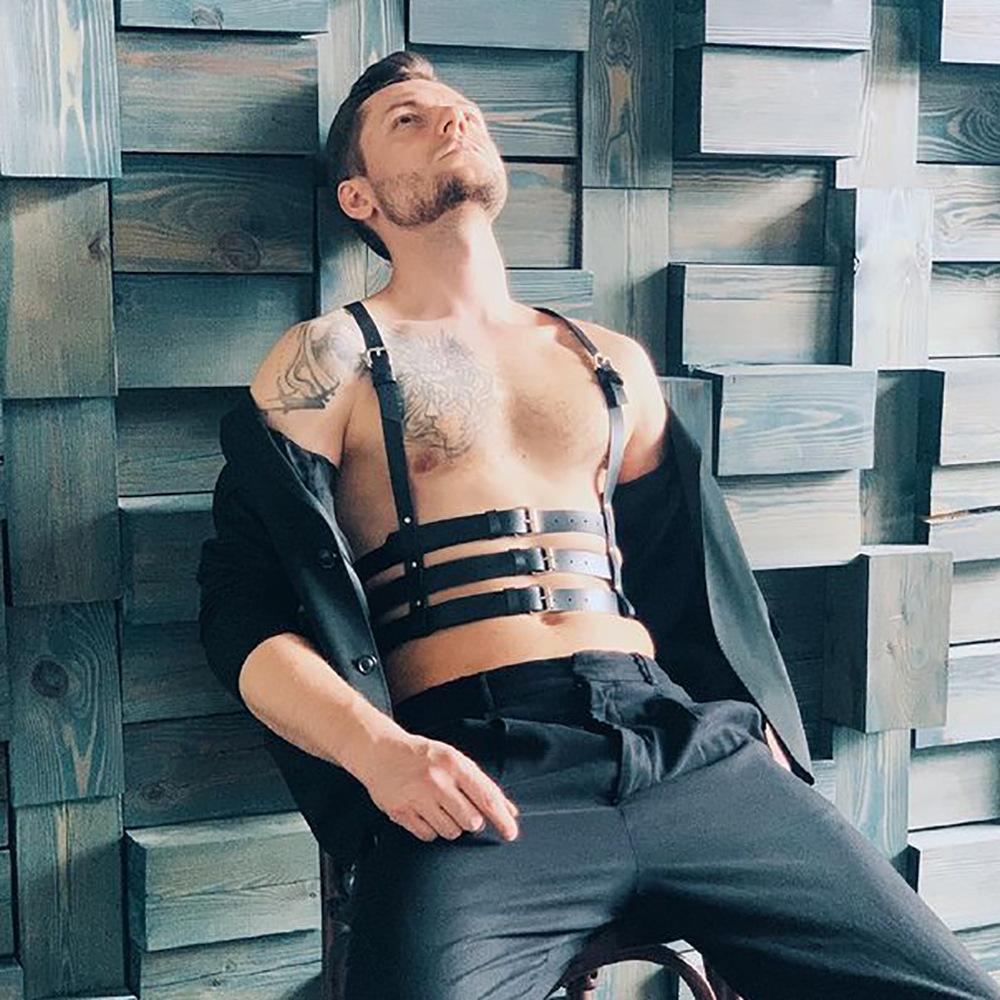 Мужское кожаное корректирующее белье с плечевым ремнем SM