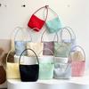 2025 Summer New Simple Nylon Underarm Bag Niche Design Letter Embroidery Portable Bucket Bag