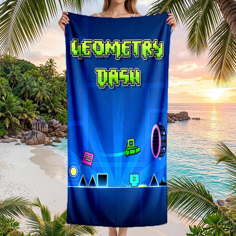 Geometry Dash Fashion Beach Towel: Ideal for Summer Adventures Soft, absorbent and quick drying suitable for swimming and bathing