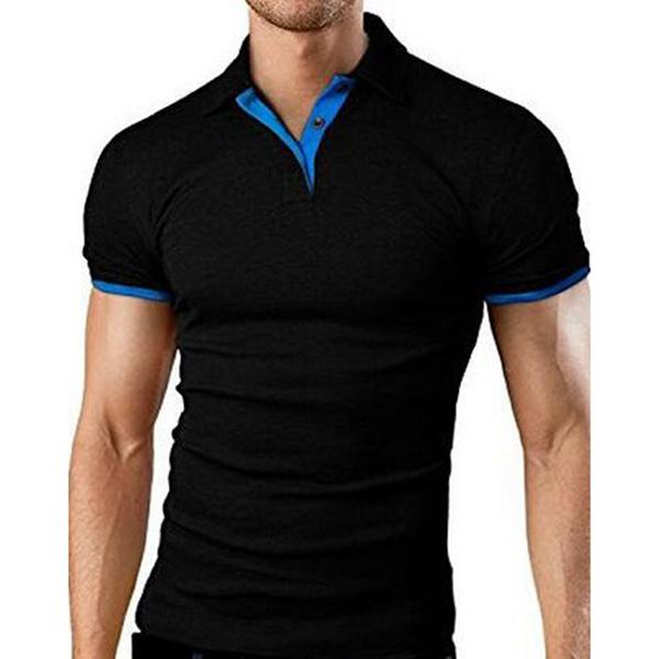 MaleWardrobe Fashion Polos Summer Men's Slim Lapel Solid Color T-Shirt