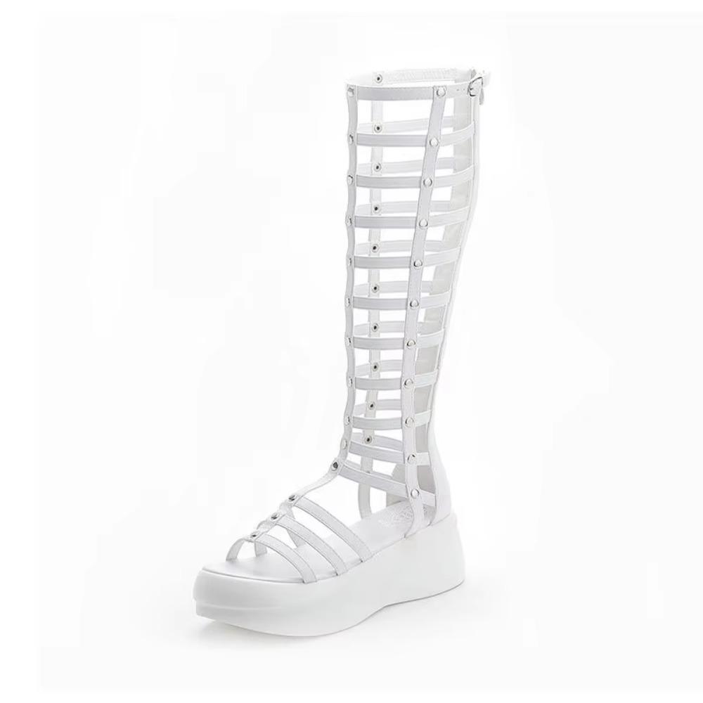 Roman Sandals Women Summer New High Barrel Hollow Thick Sole Women's Shoes Waterproof Platform Cool Boots Female Botas Mujer