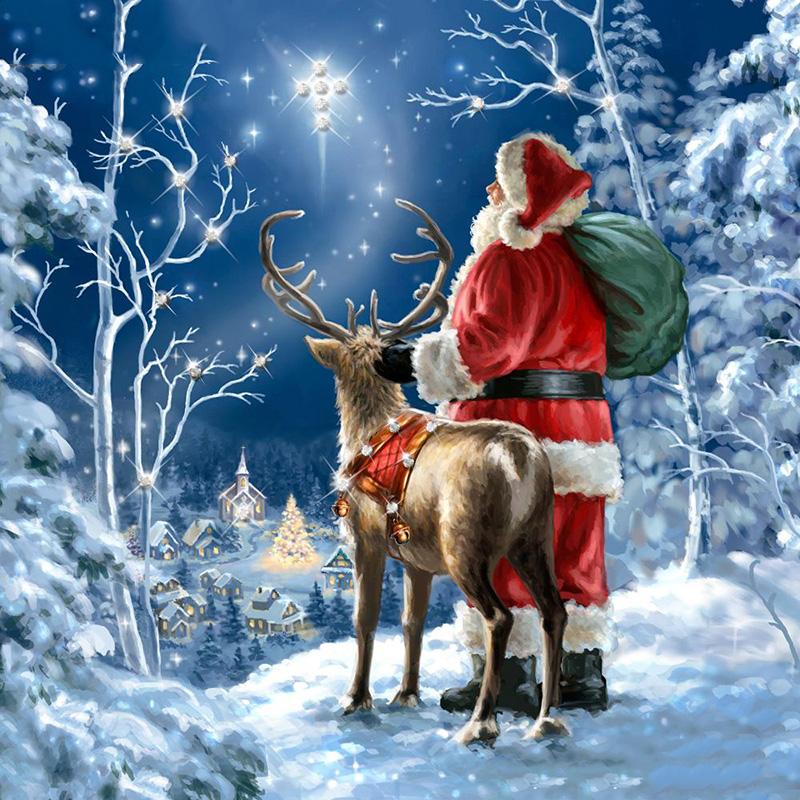 Санта-Клаус DIY 5D алмазная живопись полная круглая дрель стразы мозаика Рождественская Алмазная вышивка наборы крестиков настенное искусство