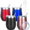 12oz/4 Pack Wine Tumbler Glasses with Lid Stemless Double Wall Vacuum Stainless Steel Travel Tumbler Keeping Cold & Hot