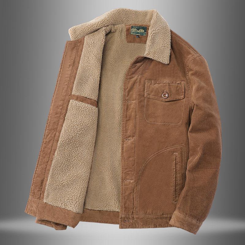 Corduroy Jacket Men 'S Autumn And Winter Loose Wild Plus Velvet Suit Jacket Men 'S Business Casual Suits