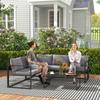 Three Piece L Shaped Garden Furniture Set With Cushions Grey