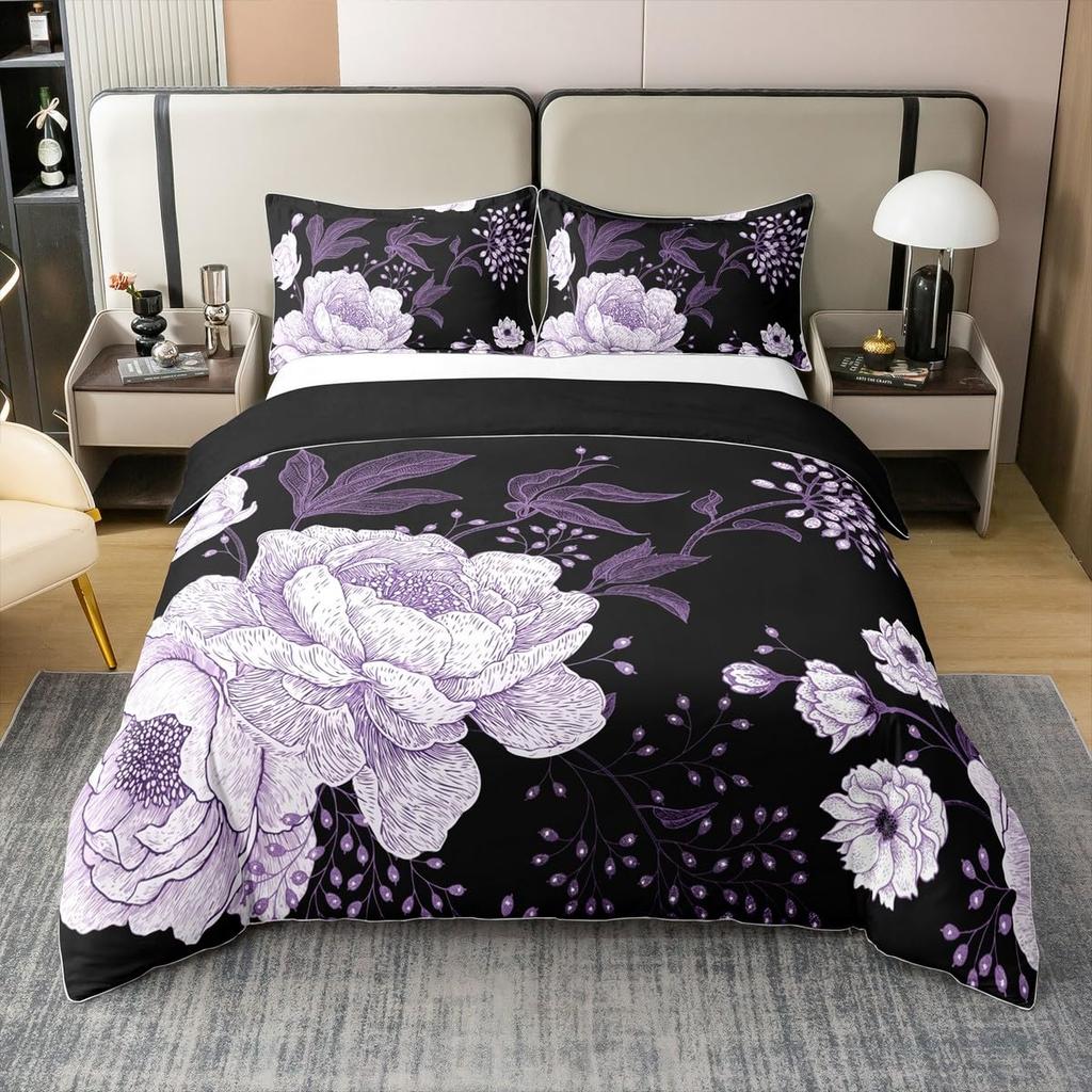 Пододеяльник Квин с цветочным принтом для подростков и взрослыхРетро цветы листья Покрывало для одеялаНабор постельного белья с масляной живописьюСадовая дикая природа Постельный набор