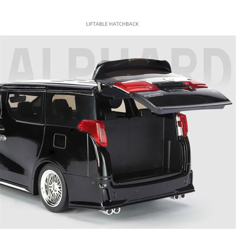 Новая 1/18 Toyota Alphard MPV Модель автомобиля из сплава Литая металлическая игрушка Коммерческие автомобили Модель автомобиля Звук и свет Симуляция Подарок для детей