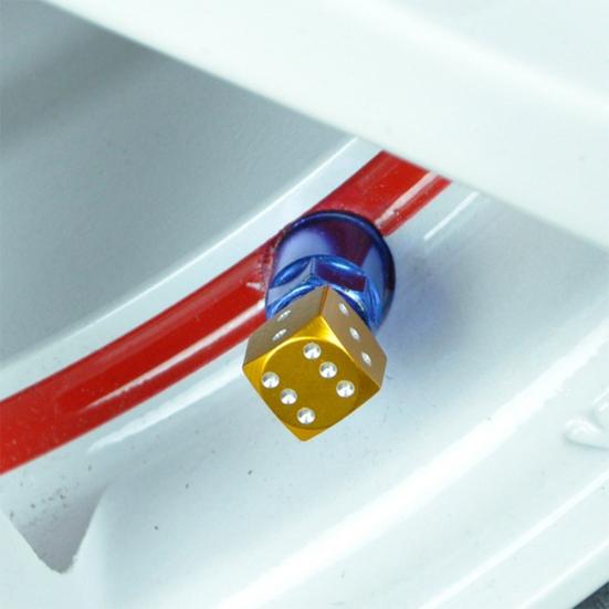 4Pcs Dice Shape Wheel Tyre Car Motorcycle Valve Air Stem Anti-dust Cover Caps