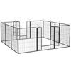 12-Panel Modular Dog Playpen, 80x100 cm, Foldable, with Steel Door and 12 Pegs, Grey