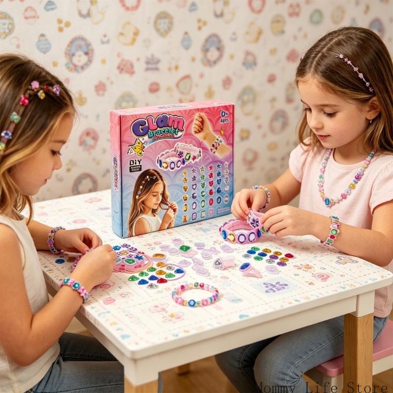 Elastic Band Bracelet Set With Sparkling Crystal For Girl Creative Craft Fun And Educational Toy