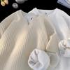 Men's Textured V-Neck Long-Sleeve Winter T-Shirt, Thickened with Velvet, Trendy 2024 Innerwear for Teens.
