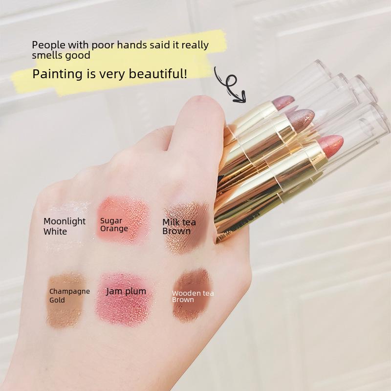 SHAQINUO Двухсторонний глянцевый карандаш для век: Перламутровый, матовый, осветляющий, водостойкий, устойчивый к поту, эффект шелкопряда для век одним касанием.