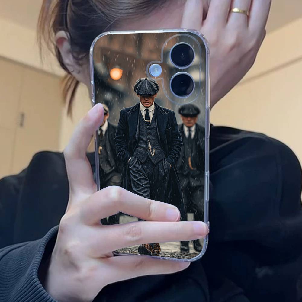 Movie P-Peaky B-Blinders Transparent Phone Case For iPhone 17 16 15 11 12 13 14 Pro Max Mini Soft TPU Silicone Plus