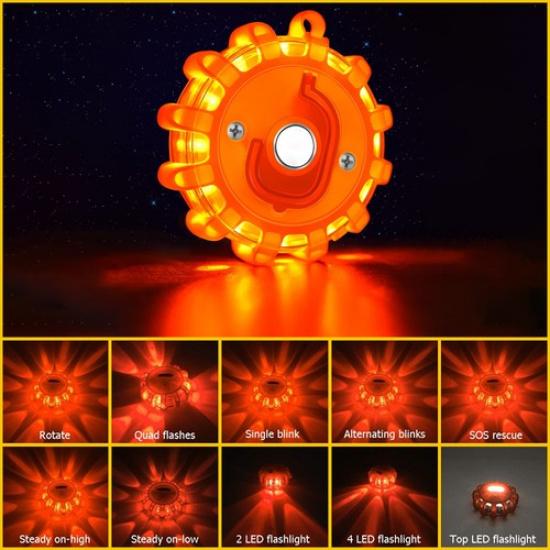 6X LED Road Flares Emergency Disc Safety Roadside Warning Flashlight Worklight