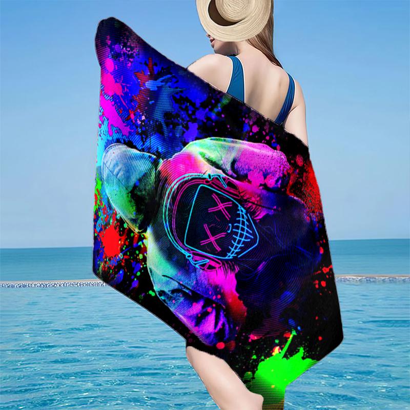 Cyberpunk Gaming Neon Beach Towel, Super Soft Microfiber, Gift for Her/Him, Birthday, for Pool, Beach, Travel, Home Decor Fan gifts