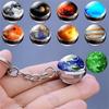 Luminous Solar System Planet Key Chains Galaxy Moon Earth Sun Double Side Glass Ball Keyring Pendant Student Souvenir Gift