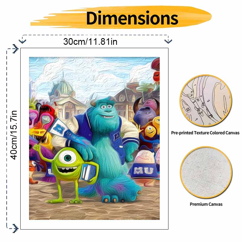 Disney Monsters University oil paint by numbers painting kit handmade diy home decor gifts wall art canvas picture for living room