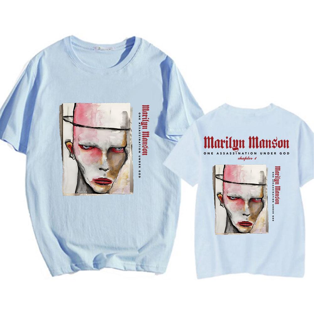 Футболка Marilyn Manson One Assassination Under God Charter 1 с принтом европейского тура 2025 года, хлопковые футболки с коротким рукавом