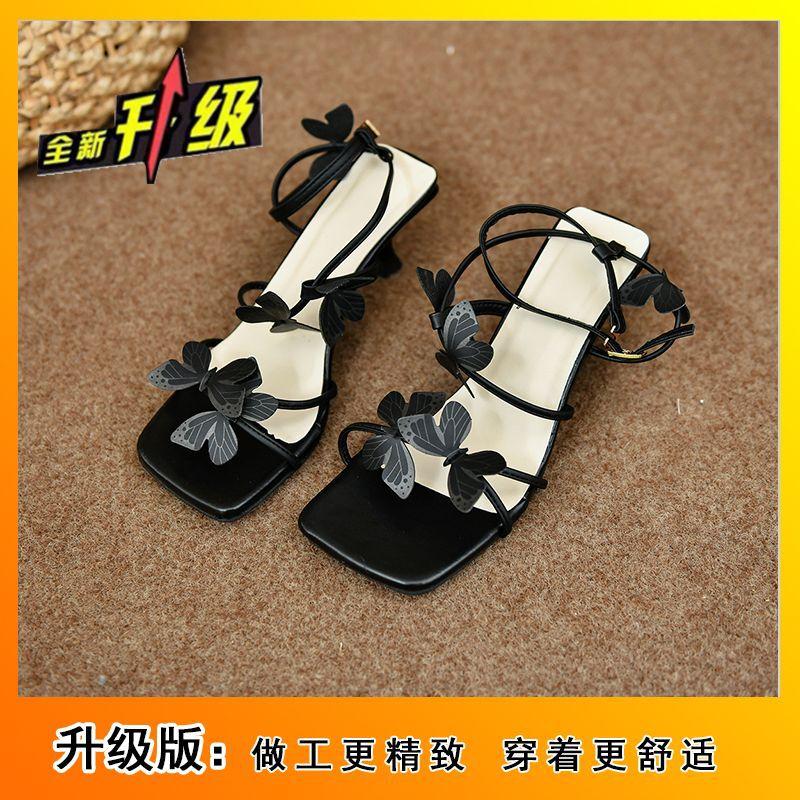 Повседневные римские женские туфли с юбками европейские и американские сандалии женские тонкие каблуки высокие каблуки темперамент универсальные 2025 осень и лето